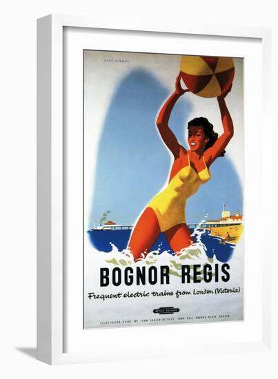 Bognor Regis, England - British Railways Girl and Beachball Poster-Lantern Press-Framed Art Print