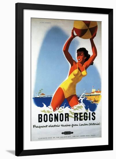 Bognor Regis, England - British Railways Girl and Beachball Poster-Lantern Press-Framed Art Print