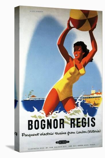 Bognor Regis, England - British Railways Girl and Beachball Poster-Lantern Press-Stretched Canvas