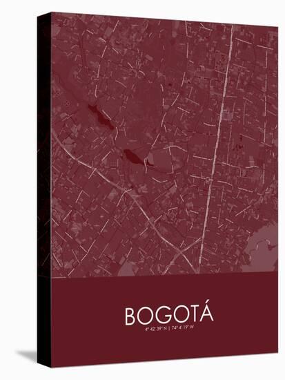 Bogota, Colombia Red Map-null-Stretched Canvas