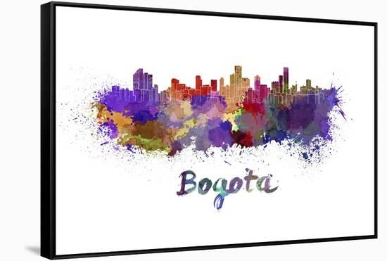 Bogota Skyline in Watercolor-paulrommer-Framed Stretched Canvas