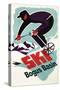 Bogus Basin, Idaho - Retro Skier-Lantern Press-Stretched Canvas