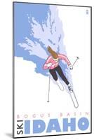 Bogus Basin, Idaho, Stylized Skier-Lantern Press-Mounted Art Print