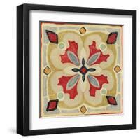 Bohemian Rooster Tile Square III-Daphne Brissonnet-Framed Art Print