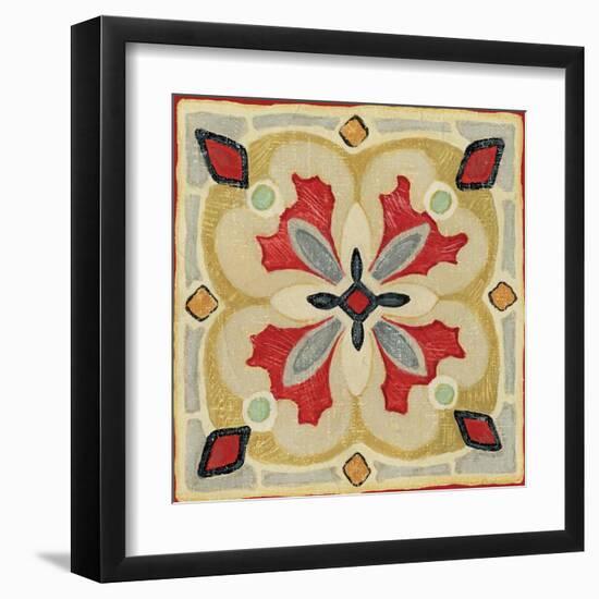 Bohemian Rooster Tile Square III-Daphne Brissonnet-Framed Art Print