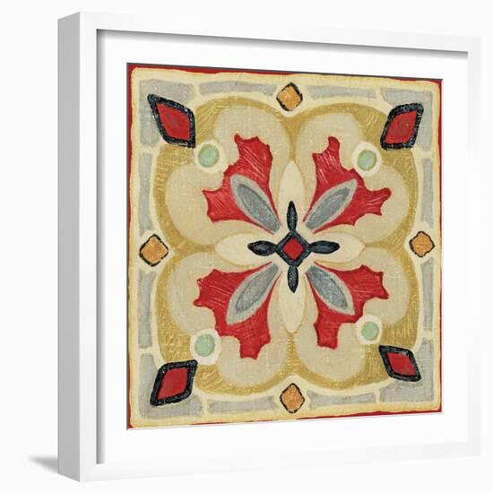 Bohemian Rooster Tile Square III-Daphne Brissonnet-Framed Art Print