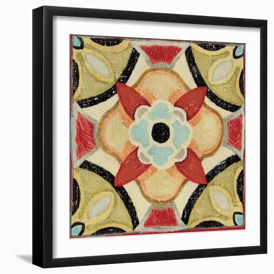 Bohemian Rooster Tile Square IV-Daphne Brissonnet-Framed Art Print