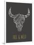 Bohemian Style Bull Skull Poster-Marish-Framed Premium Giclee Print