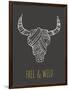 Bohemian Style Bull Skull Poster-Marish-Framed Premium Giclee Print