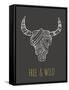 Bohemian Style Bull Skull Poster-Marish-Framed Stretched Canvas