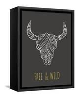 Bohemian Style Bull Skull Poster-Marish-Framed Stretched Canvas