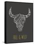 Bohemian Style Bull Skull Poster-Marish-Framed Stretched Canvas