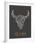 Bohemian Style Bull Skull Poster-Marish-Framed Art Print