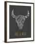 Bohemian Style Bull Skull Poster-Marish-Framed Art Print