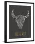 Bohemian Style Bull Skull Poster-Marish-Framed Art Print