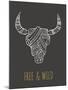 Bohemian Style Bull Skull Poster-Marish-Mounted Art Print