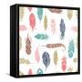 Bohemian Style Feathers Seamless Pattern-Marish-Framed Stretched Canvas