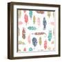 Bohemian Style Feathers Seamless Pattern-Marish-Framed Art Print