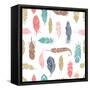 Bohemian Style Feathers Seamless Pattern-Marish-Framed Stretched Canvas