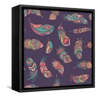 Bohemian Style Feathers Seamless Pattern-Marish-Framed Stretched Canvas