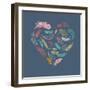 Bohemian Style Poster with Gypsy Colorful Feathers, Arranged in Heart-Marish-Framed Art Print