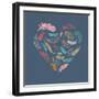 Bohemian Style Poster with Gypsy Colorful Feathers, Arranged in Heart-Marish-Framed Art Print