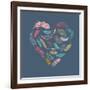 Bohemian Style Poster with Gypsy Colorful Feathers, Arranged in Heart-Marish-Framed Art Print