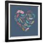 Bohemian Style Poster with Gypsy Colorful Feathers, Arranged in Heart-Marish-Framed Art Print