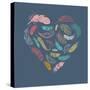 Bohemian Style Poster with Gypsy Colorful Feathers, Arranged in Heart-Marish-Stretched Canvas