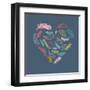 Bohemian Style Poster with Gypsy Colorful Feathers, Arranged in Heart-Marish-Framed Art Print