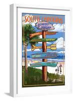 Bohicket Marina, South Carolina - Sign Destinations-Lantern Press-Framed Art Print