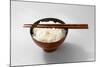 Boiled Basmati Rice in a Red Bowl with Chopsticks-Peter Rees-Mounted Photographic Print