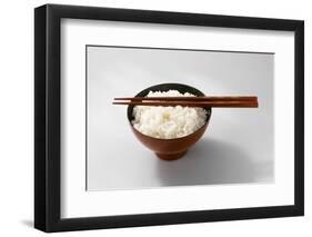 Boiled Basmati Rice in a Red Bowl with Chopsticks-Peter Rees-Framed Photographic Print