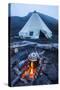 Boiling Water Pot over an Open Fire on a Campsite and Tipi on Tolbachik Volcano-Michael-Stretched Canvas