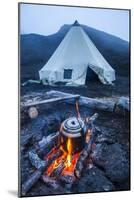 Boiling Water Pot over an Open Fire on a Campsite and Tipi on Tolbachik Volcano-Michael-Mounted Photographic Print