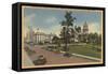 Boise, ID - View of Capital Park & Surrounding Bldgs-Lantern Press-Framed Stretched Canvas