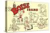 Boise, Idaho, Cartoons-null-Stretched Canvas