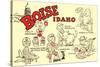 Boise, Idaho, Cartoons-null-Stretched Canvas