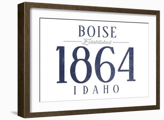 Boise, Idaho - Established Date (Blue)-Lantern Press-Framed Art Print