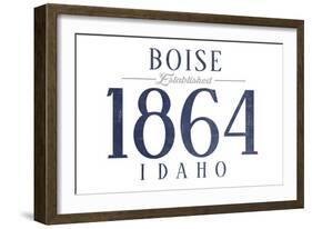 Boise, Idaho - Established Date (Blue)-Lantern Press-Framed Art Print