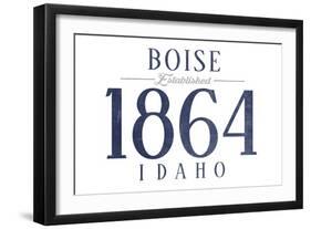 Boise, Idaho - Established Date (Blue)-Lantern Press-Framed Art Print