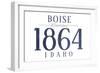 Boise, Idaho - Established Date (Blue)-Lantern Press-Framed Art Print