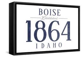 Boise, Idaho - Established Date (Blue)-Lantern Press-Framed Stretched Canvas