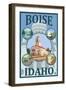 Boise, Idaho - Scenic Travel Poster-Lantern Press-Framed Art Print