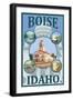 Boise, Idaho - Scenic Travel Poster-Lantern Press-Framed Art Print