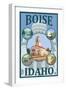 Boise, Idaho - Scenic Travel Poster-Lantern Press-Framed Art Print