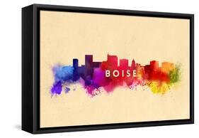 Boise, Idaho - Skyline Abstract-Lantern Press-Framed Stretched Canvas