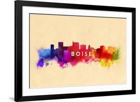 Boise, Idaho - Skyline Abstract-Lantern Press-Framed Art Print