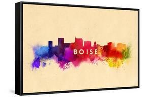 Boise, Idaho - Skyline Abstract-Lantern Press-Framed Stretched Canvas