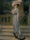 Model Wearing Blue Beaded Robe du Soir, or Evening Dress Designed by Paquin-Boissonnas & Taponier-Stretched Canvas